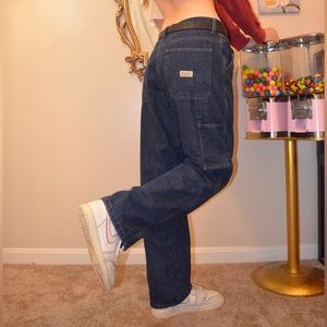 Cargo fleece lined dark blue jeans